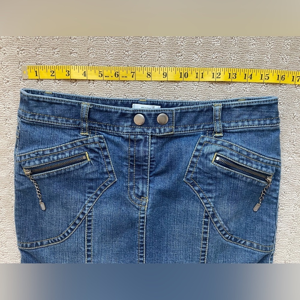 Y2K Trumpet Low Rise  Ann Taylor Loft‎ Denim Skirt Zipper Details  Sz 6 - Picture 10 of 14
